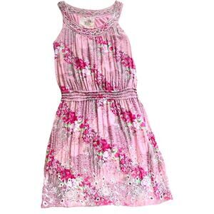 Chelsea & Violet Boho Dress - Pink Floral Summer Short Mini Sleeveless - Size M